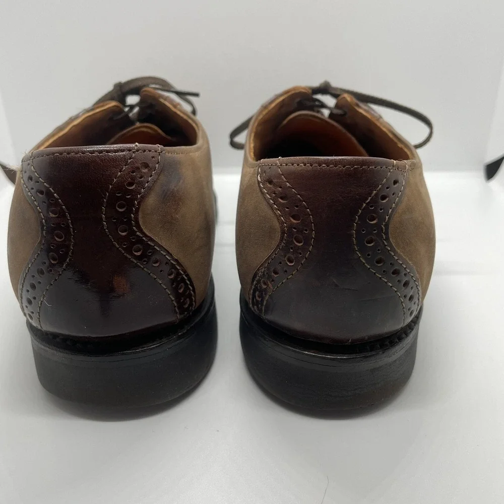 Allen Edmonds Men's  Size 9 Saddle Shoes Brown 2 Tone‎ Suede Leather Vibrate